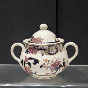 MASON'S IRONSTONE SUGAR BOWL & LID MANDALAY BLUE ENGLAND